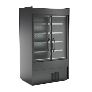 529-BD4732 47 1/4" Oasis® Two Section Glass Door Merchandiser - (2) Left/Right Hinge Doors, Black, 110-120v