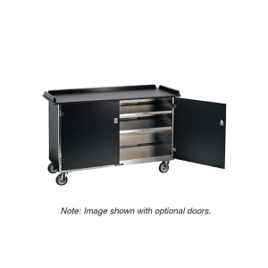 121-681WAL 58 3/8" Stainless Beverage Service Cart, 24"D x 38 5/16"H, Wood