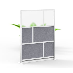 304-MW5370FCG Modular Room Divider Starter Wall w/ PET & Acrylic Panels, 53"W x 70"H