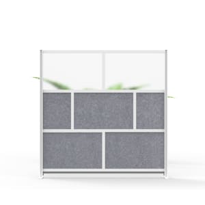 304-MW7070FCG Modular Room Divider Starter Wall w/ PET & Acrylic Panels, 70"W x 70"H