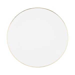 861-CPGL0024 12" Round Gold Line Charger Plate - Porcelain, White/Gold