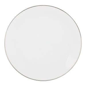 861-CPSL0024 12" Round Silver Line Charger Plate - Porcelain, White/Silver