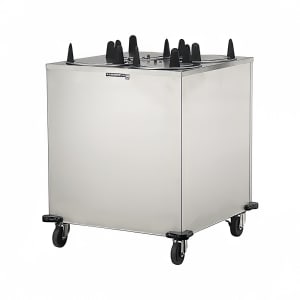 121-6400208 32" Heated Mobile Dish Dispenser w/ (4) Columns - Stainless, 208v/1ph