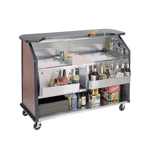 121-886BEGSU 63 1/2" Portable Bar w/ (2) 40 lb Ice Bin, Speed Rail, Beige Suede