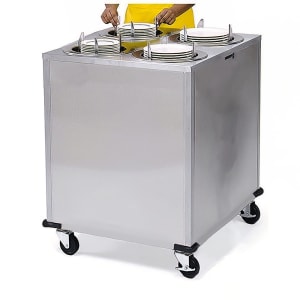 121-908 30 5/8" Mobile Dish Dispenser w/ (4) Columns, Stainless