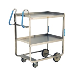 121-7130 2 Level Stainless Utility Cart w/ 1000 lb Capacity, Raised Ledges