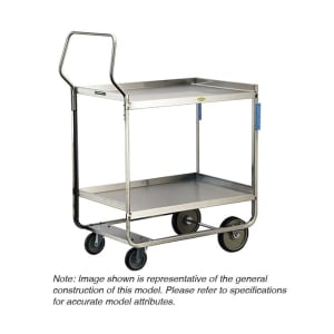 121-4544 2 Level Stainless Utility Cart w/ 700 lb Capacity, Raised Ledges
