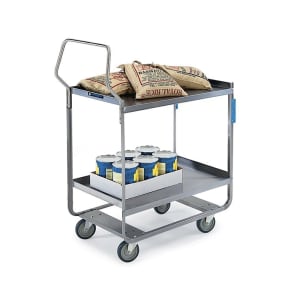 121-4521 2 Level Stainless Utility Cart w/ 700 lb Capacity, Raised Ledges
