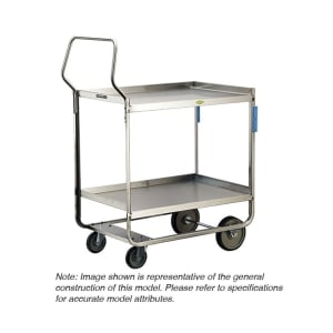121-4744 2 Level Stainless Utility Cart w/ 700 lb Capacity, Raised Ledges