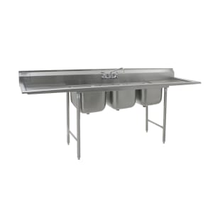 241-31422324 120" 3 Compartment Sink w/ 22"L x 22"W Bowl, 13 1/2" Deep