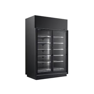 050-BEL230CP 67" Two Section Display Freezer w/ Swing Doors - Top Mount Compressor, Black, 2...