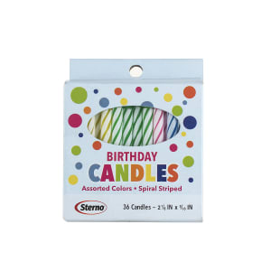 637-40180 Birthday Candle w/ Spiral Stripe, Assorted Colors