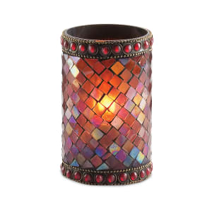 637-80110 Dolce Candle Lamp - 3 9/32"D x 4 3/4"H, Glass, Mosaic Red