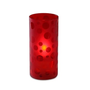 637-80128 Scholar Candle Lamp - 3"D x 6"H, Glass, Red Frosted w/ Dots