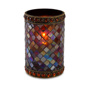 637-80108 Dolce Candle Lamp - 3 9/32"D x 4 3/4"H, Glass, Mosaic Amber