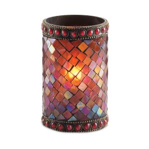 637-80100 Morocco Candle Lamp - 2 5/8"D x 3 1/2"H, Glass, Mosaic Amber