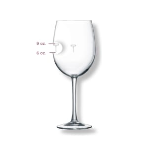 450-V2128 16 oz Romeo Wine Glass w/ Cork Screw Monogram