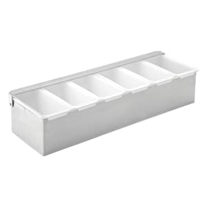 706-UF91104 (6) Compartment Bar Garnish Tray - Flat Hinged Lid