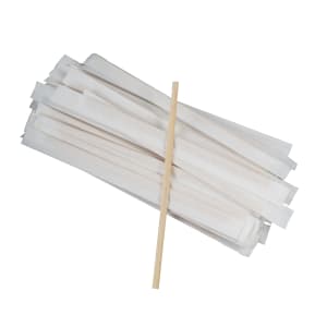 285-BCS55PW 5 1/2" Wrapped Coffee Stirrers w/ Squared Ends, Bamboo