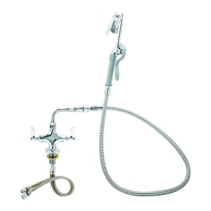 207-DBLPTSPOTFIL Deck Mount Pot Filler Faucet w/ 60" Hose & Hook Nozzle 