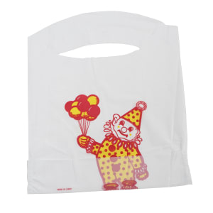 285-CCB200 Disposable Poly Child Bib - 11" x 13", White w/ Clown Design