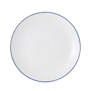 106-5256494 12" Round Bistro Coupe Plate - Porcelain, Blue Pinstripe