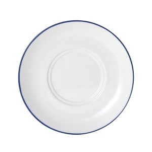 106-5256526 6 3/4" Round Bistro Saucer - Porcelain, Blue Pinstripe