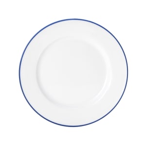 106-5256482 8" Round Bistro Plate - Porcelain, Blue Pinstripe