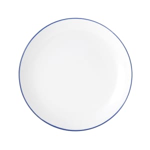 106-5256492 9" Round Bistro Coupe Plate - Porcelain, Blue Pinstripe