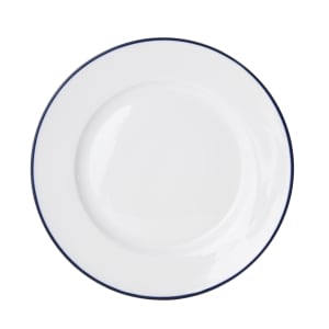 106-5256484 9" Round Bistro Plate - Porcelain, Blue Pinstripe