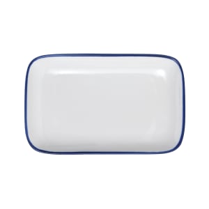 106-5256508 8" Rectangular Bistro Coupe Plate - Porcelain, Blue Pinstripe