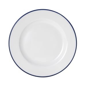 106-5256481 7" Round Bistro Plate - Porcelain, Blue Pinstripe