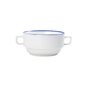 106-5256525 4 9/10" Round Bistro Soup Bowl - Porcelain, Blue Pinstripe