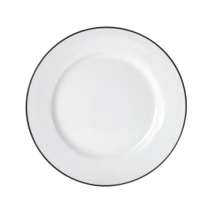 106-5260367 8" Round Bistro Plate - Porcelain, Black Pinstripe