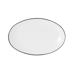 106-5260393 13 3/4" Oval Bistro Plate - Porcelain, Black Pinstripe