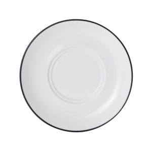 106-5260395 6 3/4" Round Bistro Saucer - Porcelain, Black Pinstripe