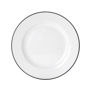 106-5260366 7" Round Bistro Plate - Porcelain, Black Pinstripe