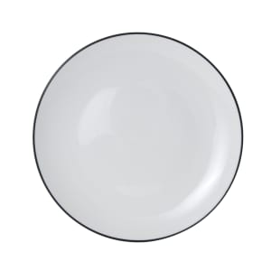106-5260382 10" Round Bistro Coupe Plate - Porcelain, Black Pinstripe