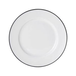 106-5260368 9" Round Bistro Plate - Porcelain, Black Pinstripe