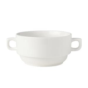 106-5292192 13 oz Round Bistro Blanc Soup Cup - Porcelain, White