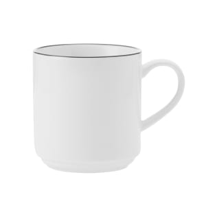 106-5305834 11 4/5 oz Bistro Mug - Porcelain, Black Pinstripe