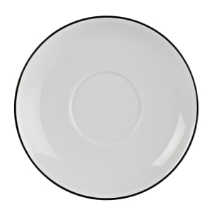 106-5305867 4 18/25" Round Bistro Saucer - Porcelain, Black Pinstripe