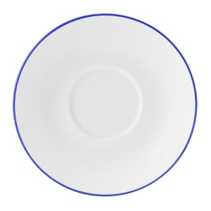 106-5305733 6 29/100" Round Bistro Saucer - Porcelain, Blue Pinstripe