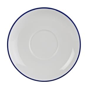 106-5305735 4 18/25" Round Bistro Saucer - Porcelain, Blue Pinstripe