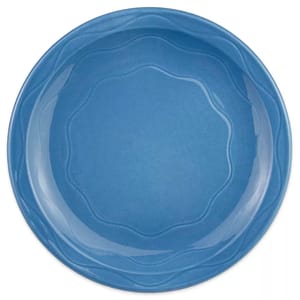 024-903032003 7 1/4" Round Plate w/ Cantina Carved Pattern & Shape, Flint Body, Blueberry