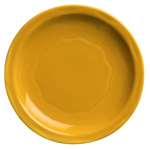 024-903033009 6 1/4" Round Plate w/ Cantina Carved Pattern & Shape, Flint Body, Saffron