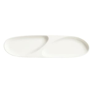 024-905356913 14-1/2" x 3-3/4" Oblong Slenda Tray w/2 Compartments - Porcelain, White Royal Rideau™