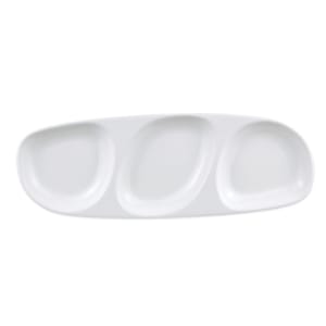024-905356914 13-1/2" x 4-3/4" Oblong Slenda Tray w/3 Compartments - Porcelain, White Royal Rideau™