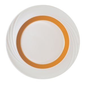 024-918182662991 10 1/4" Round Schonwald Plate - Donna Senior, Porcelain, White/Orange