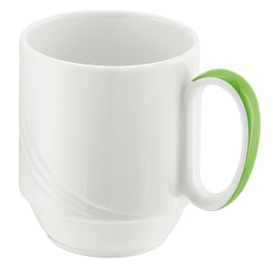 024-918562962941 9 1/2 oz Schonwald Mug - Donna Senior, Porcelain, White/Green